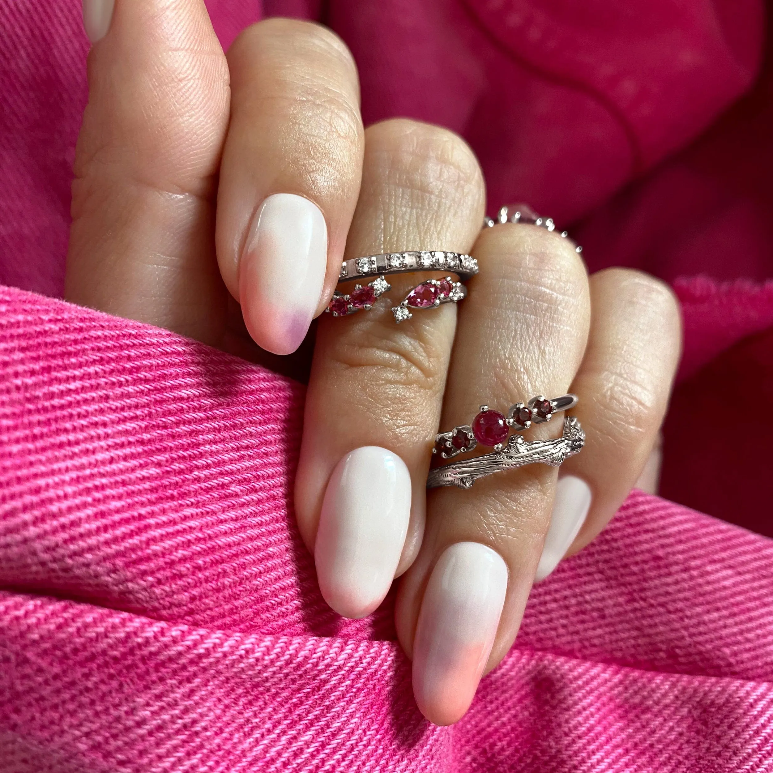Adjustable Ruby Ring Flourish - July Birthstone