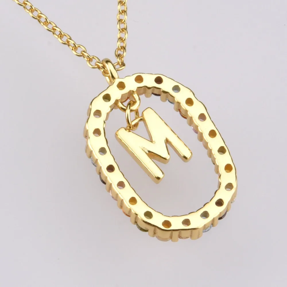 ANDYWEN 925 Sterling Silver Gold Letters A - Z  Initial M S C K Alphabet Pendente Long Chain Necklace Say My Name Fine Jewelry