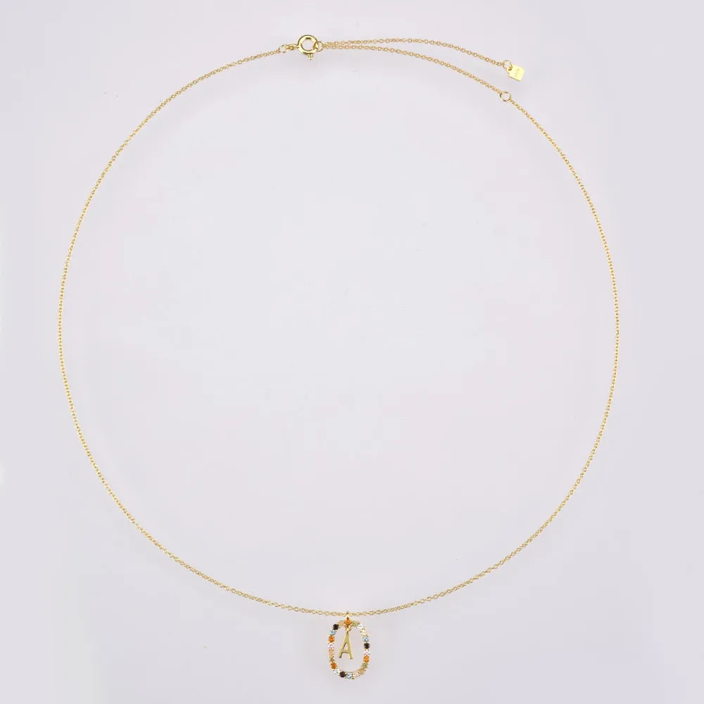 ANDYWEN 925 Sterling Silver Gold Letters A - Z  Initial M S C K Alphabet Pendente Long Chain Necklace Say My Name Fine Jewelry