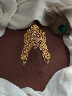 Antique Lakshmi-Peacock Designed Bajuband with Kemp & Zircon Stones