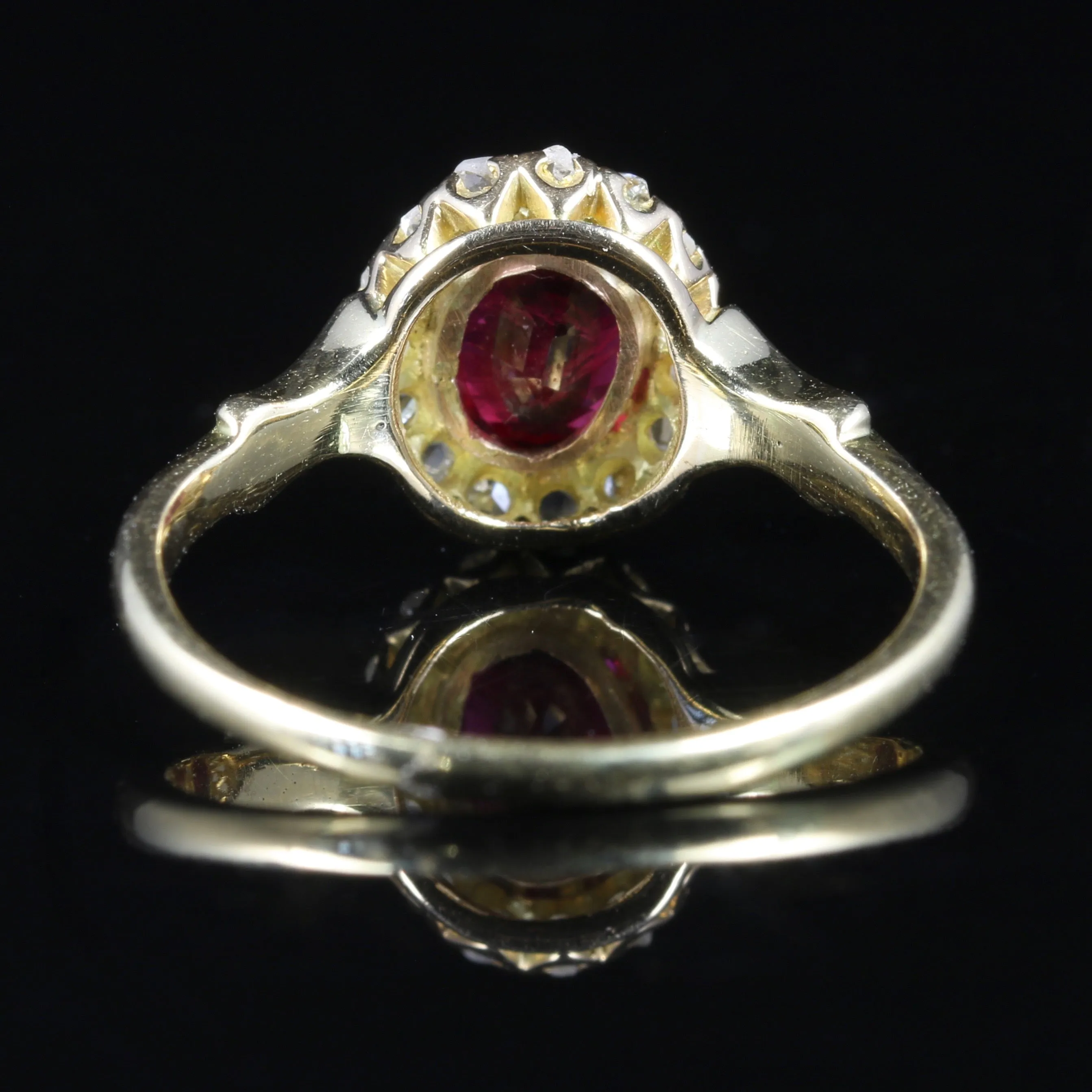 Antique Victorian Ruby Diamond Ring Natural Ruby 18Ct Gold Circa 1880