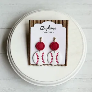 Baseball Dangle Clay Earrings