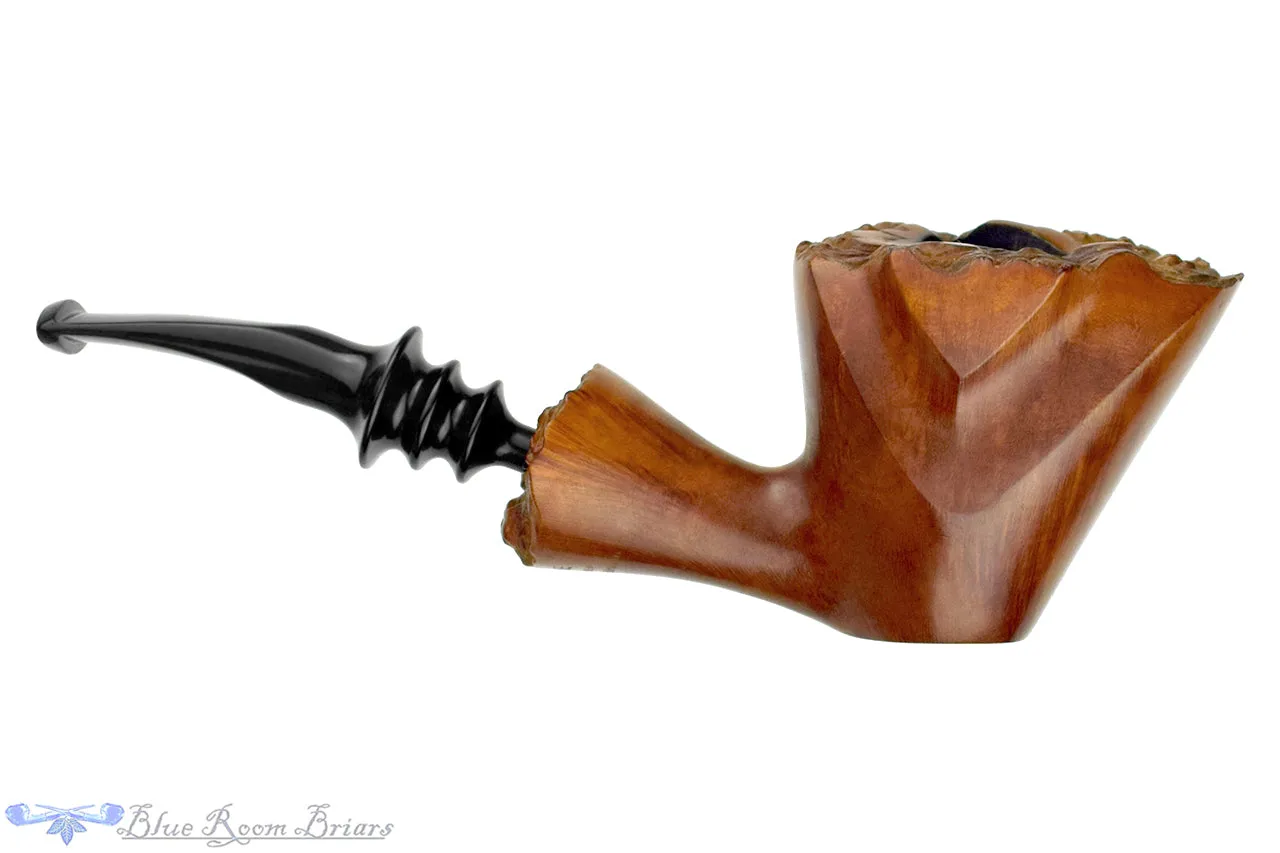 Bjarne Hand Carved Bent Freehand with Plateaux Estate Pipe