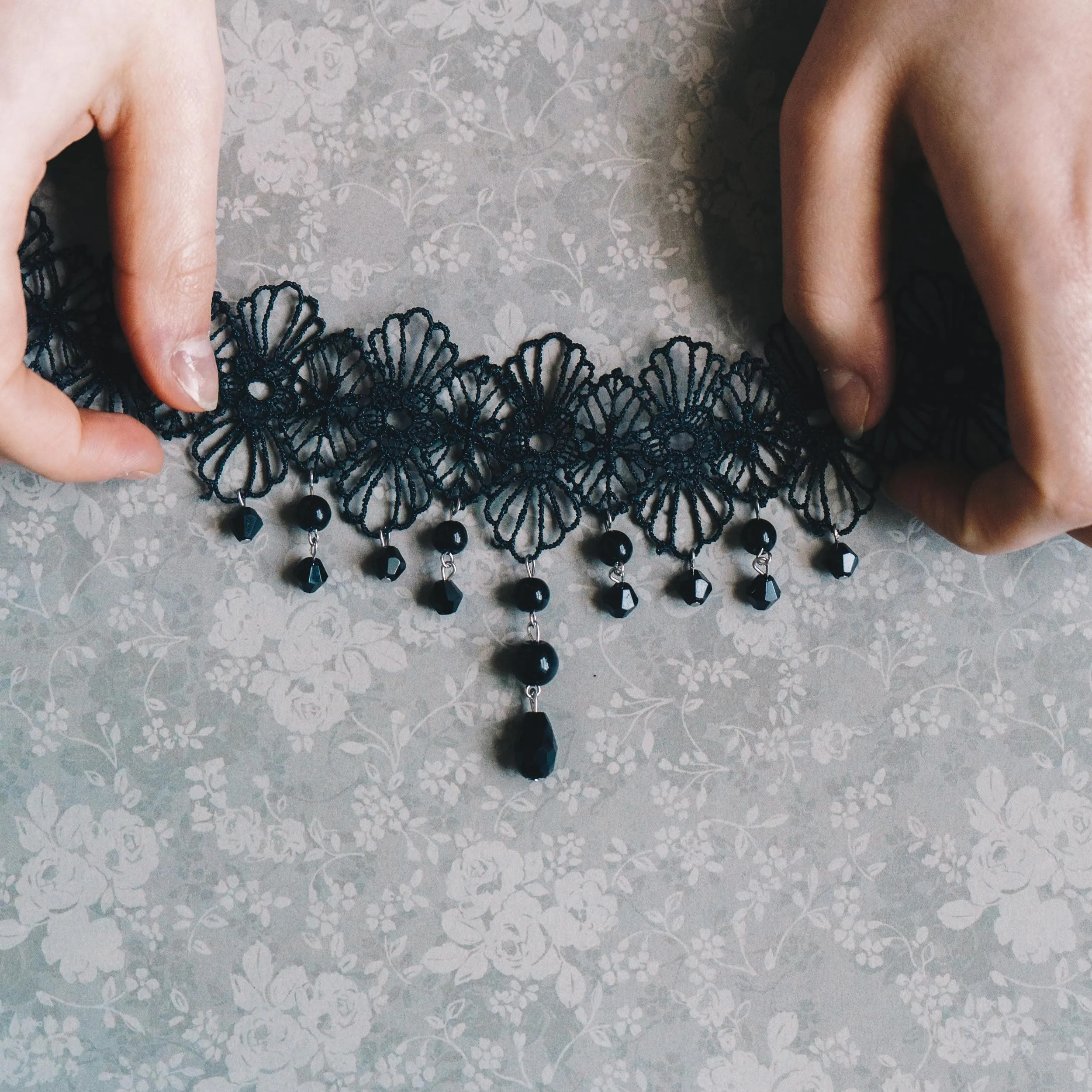 Black Crystal Choker Set