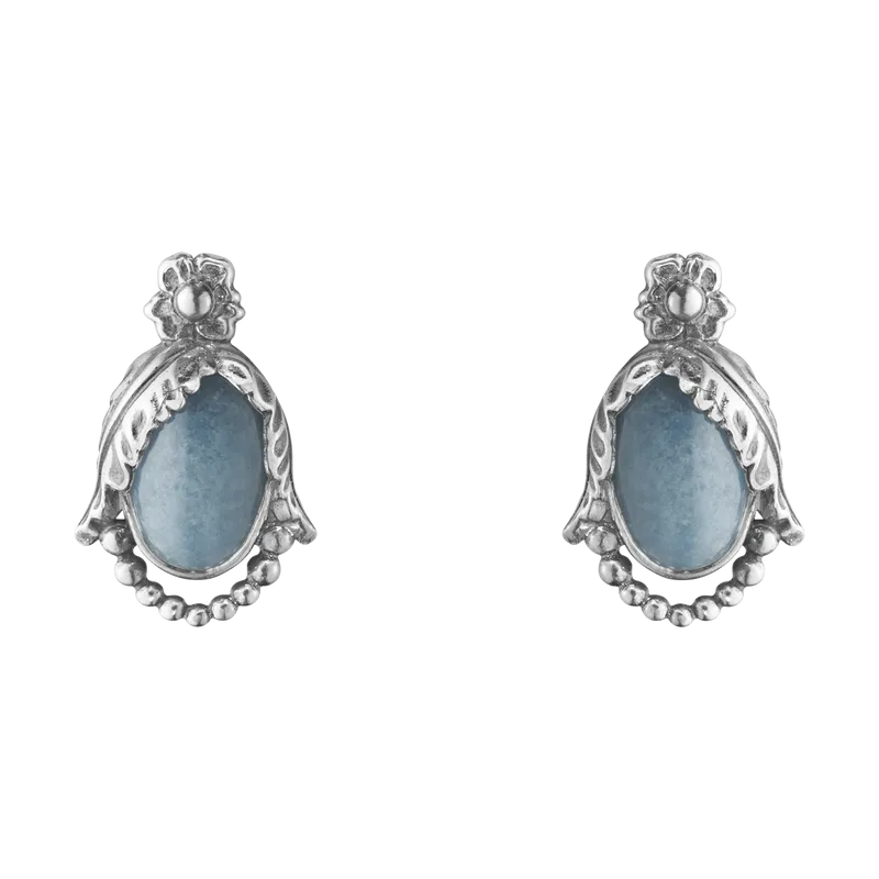 Blue Quartz Heritage Ear Clips - Silver - 20001221