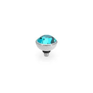 Bottone Silver and Blue Zircon Crystal Ring Gem Top, 10mm