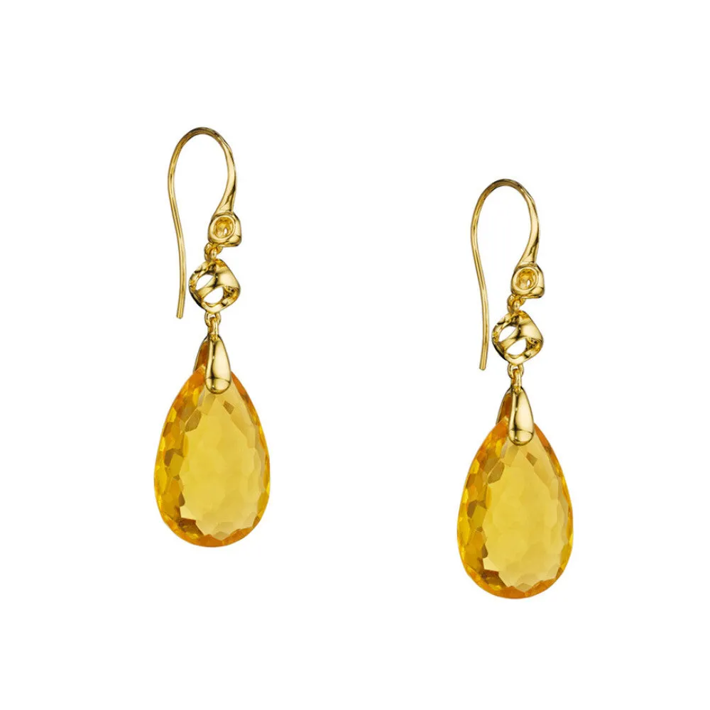 BRAND NEW Di Modolo Honey Quartz Drop Earrings in Plated 18K Yellow Gold