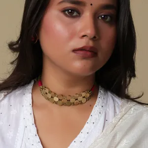 Brass Choker Necklace for Women | Multicolour | Cotton Thread