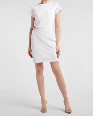 Brooch Side T-Shirt Dress in White