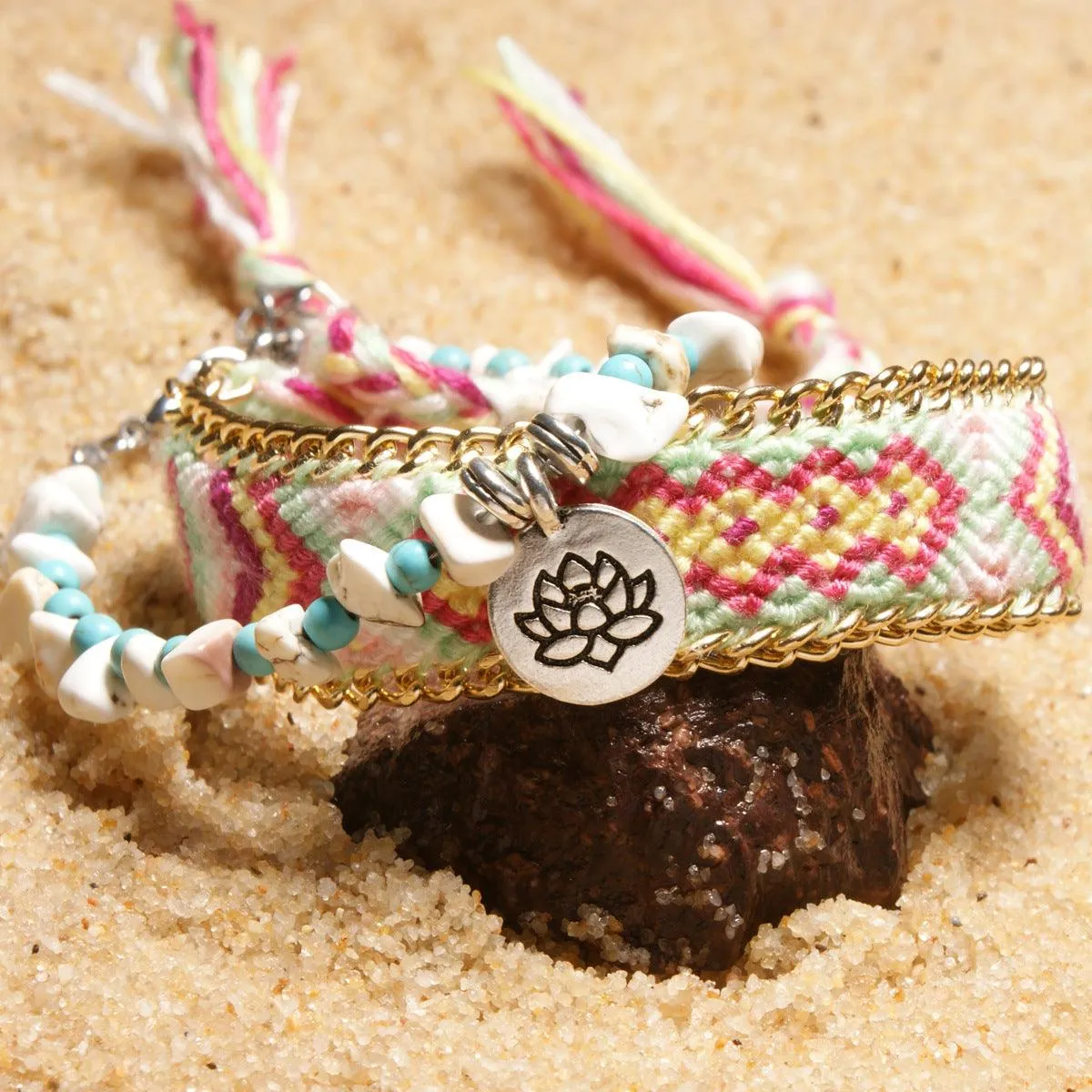 Buddhisttemple Turquoise Lotus Anklet