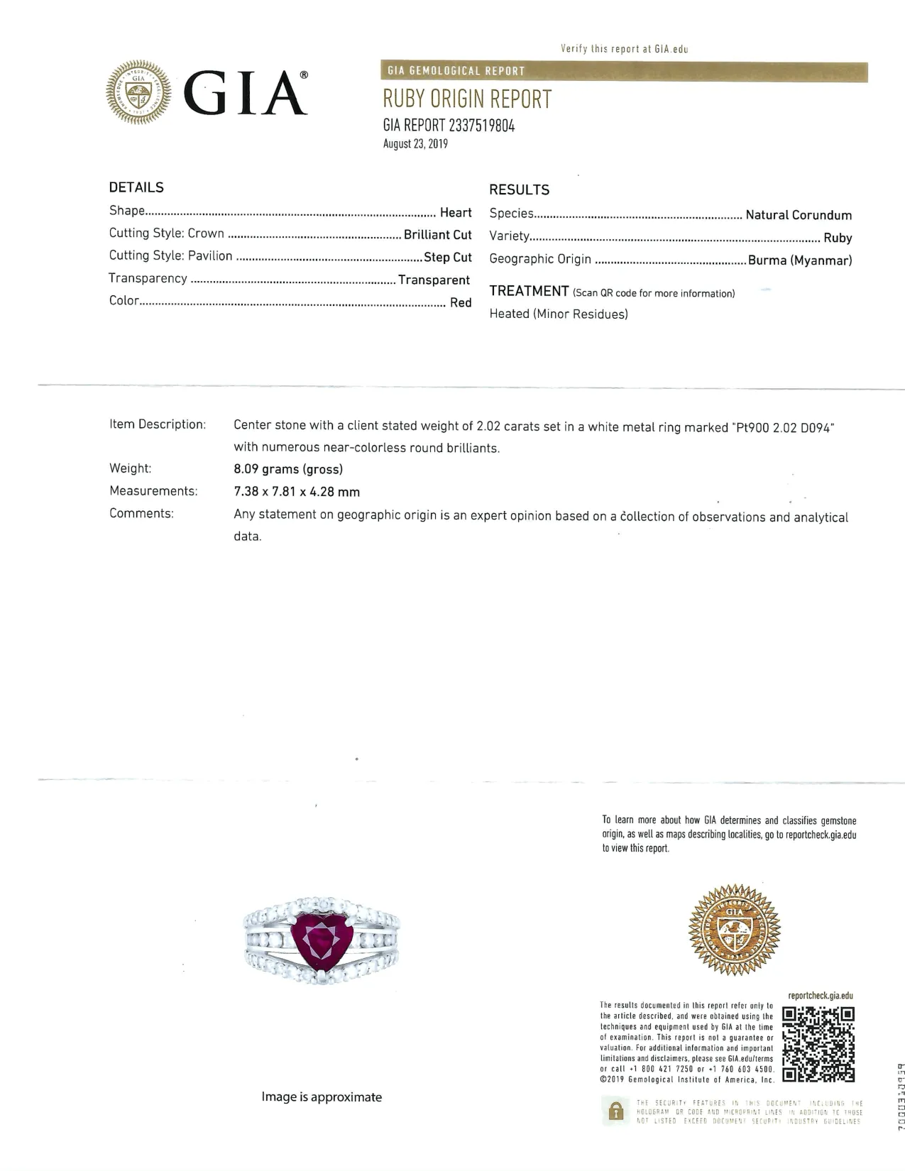 Burmese Ruby   Diamond Heart Shape Ring