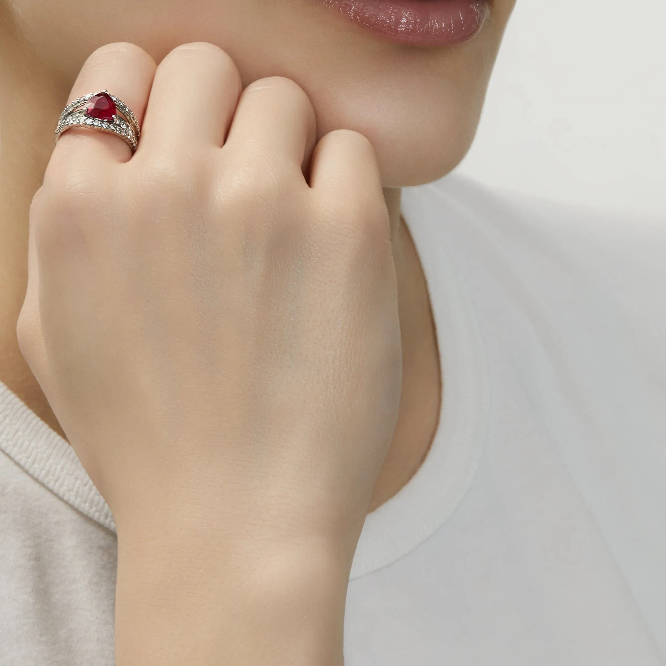 Burmese Ruby   Diamond Heart Shape Ring