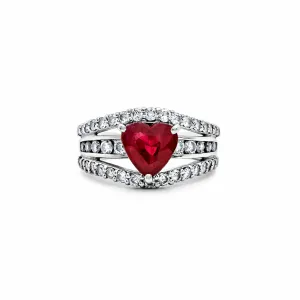 Burmese Ruby   Diamond Heart Shape Ring
