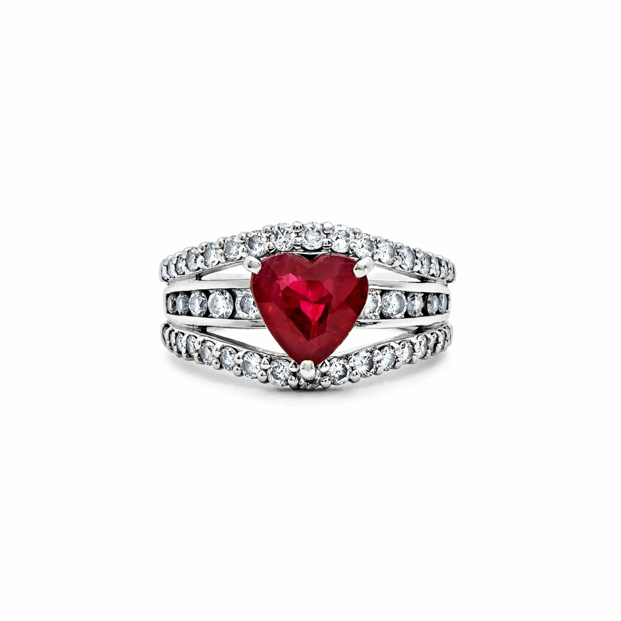 Burmese Ruby   Diamond Heart Shape Ring