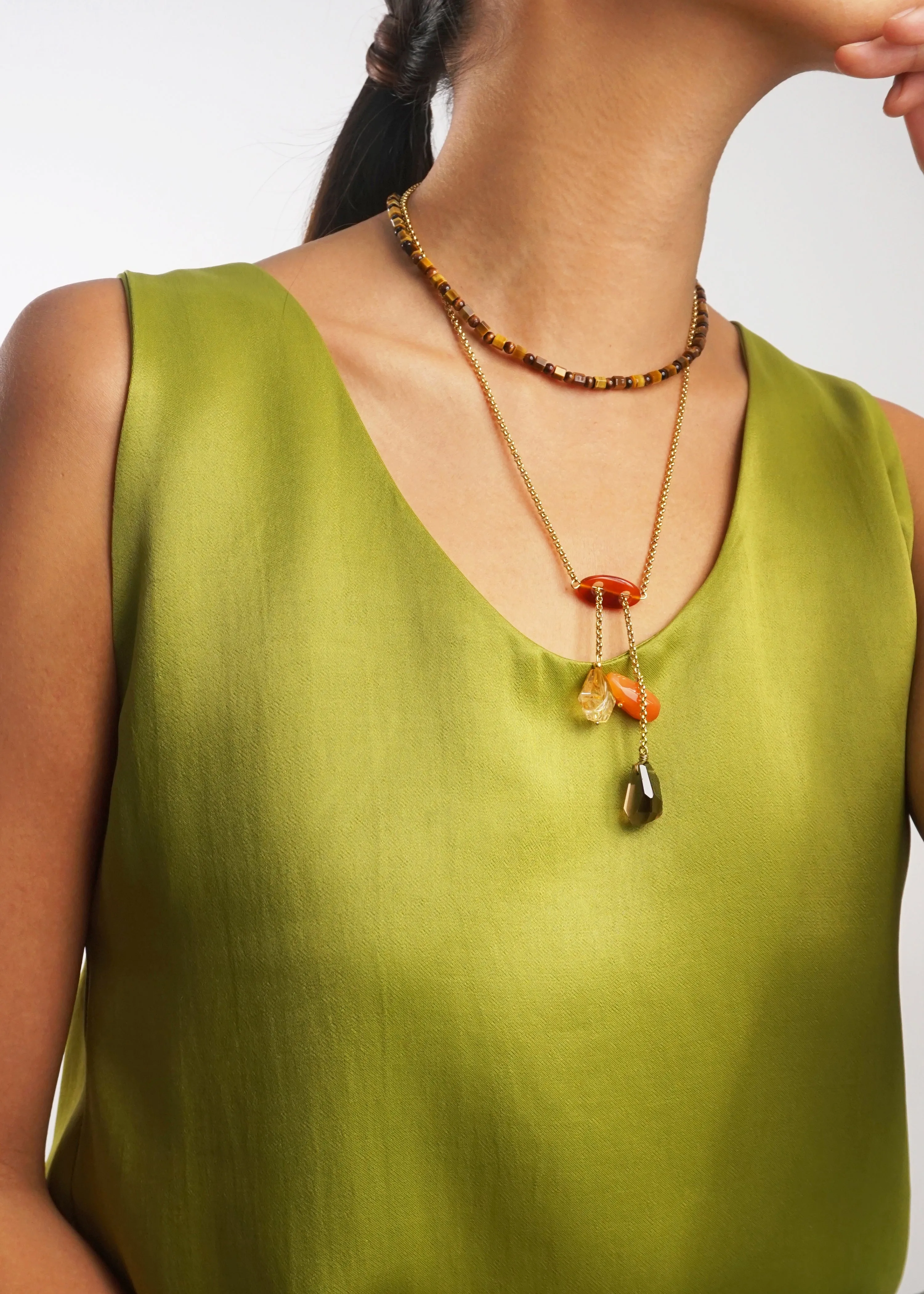Carnelian, Citrine, and Smoky Quartz