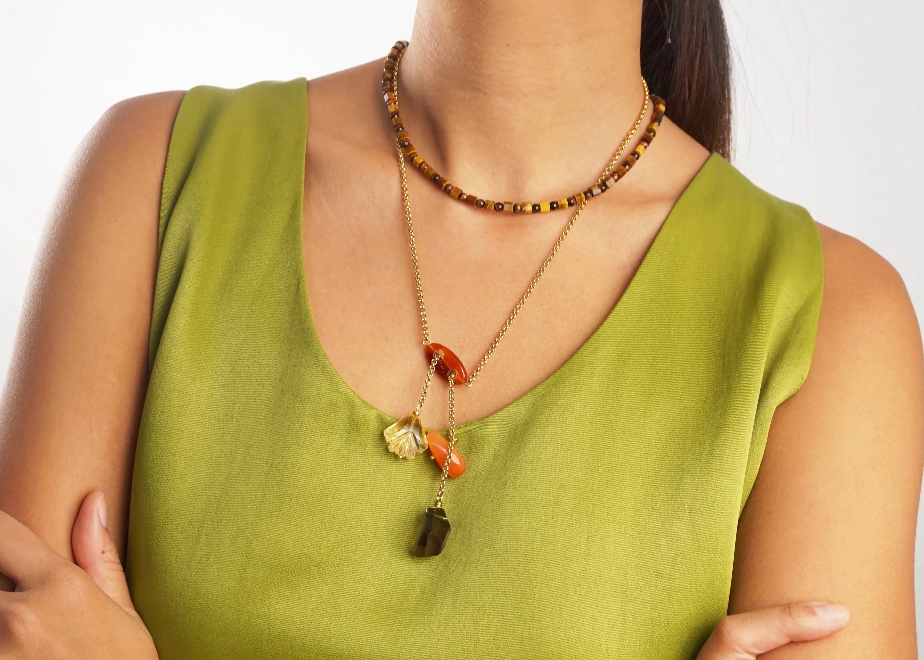 Carnelian, Citrine, and Smoky Quartz