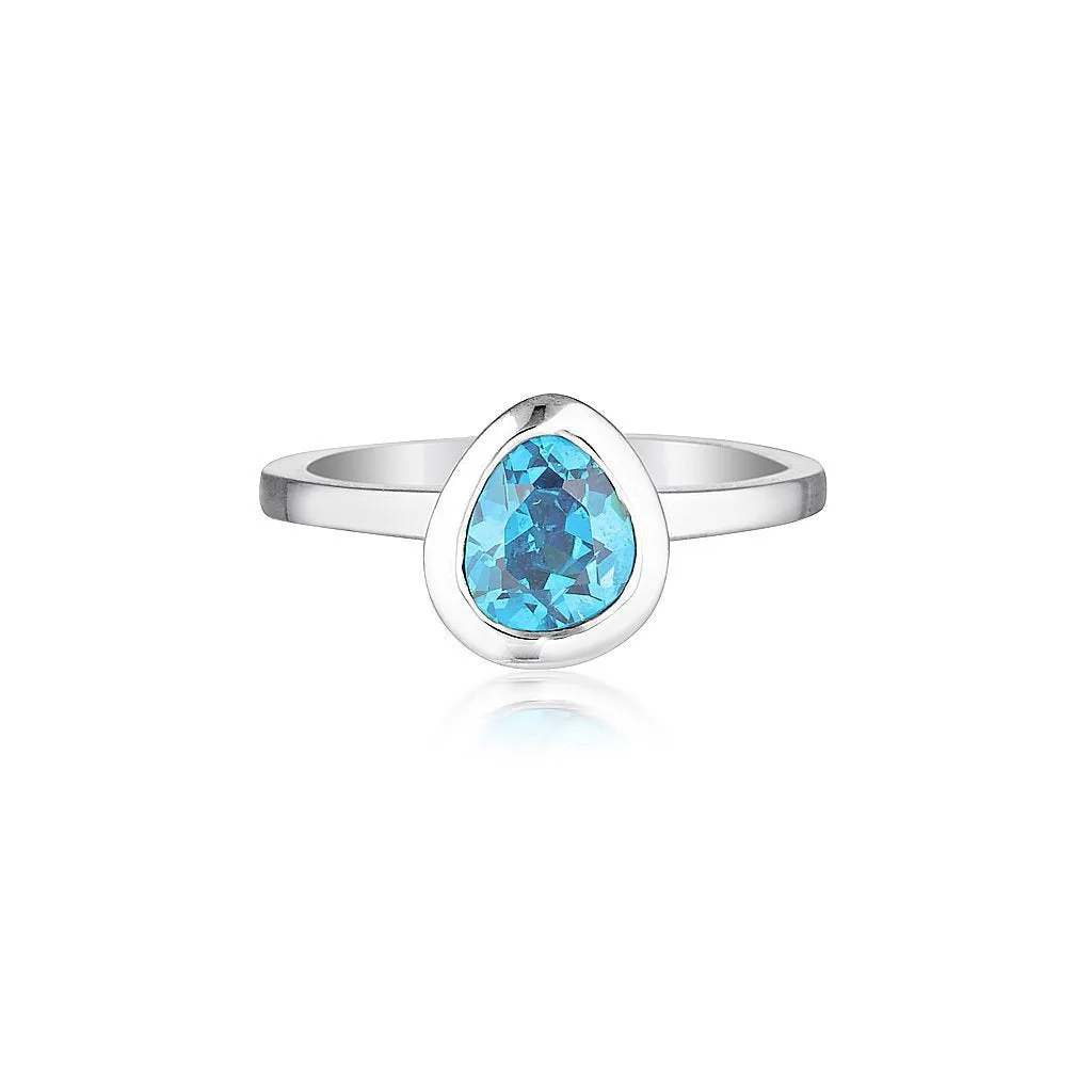 CELEBRATION STACKER RING - SMALL TRI CUT - BLUE ZIRCON