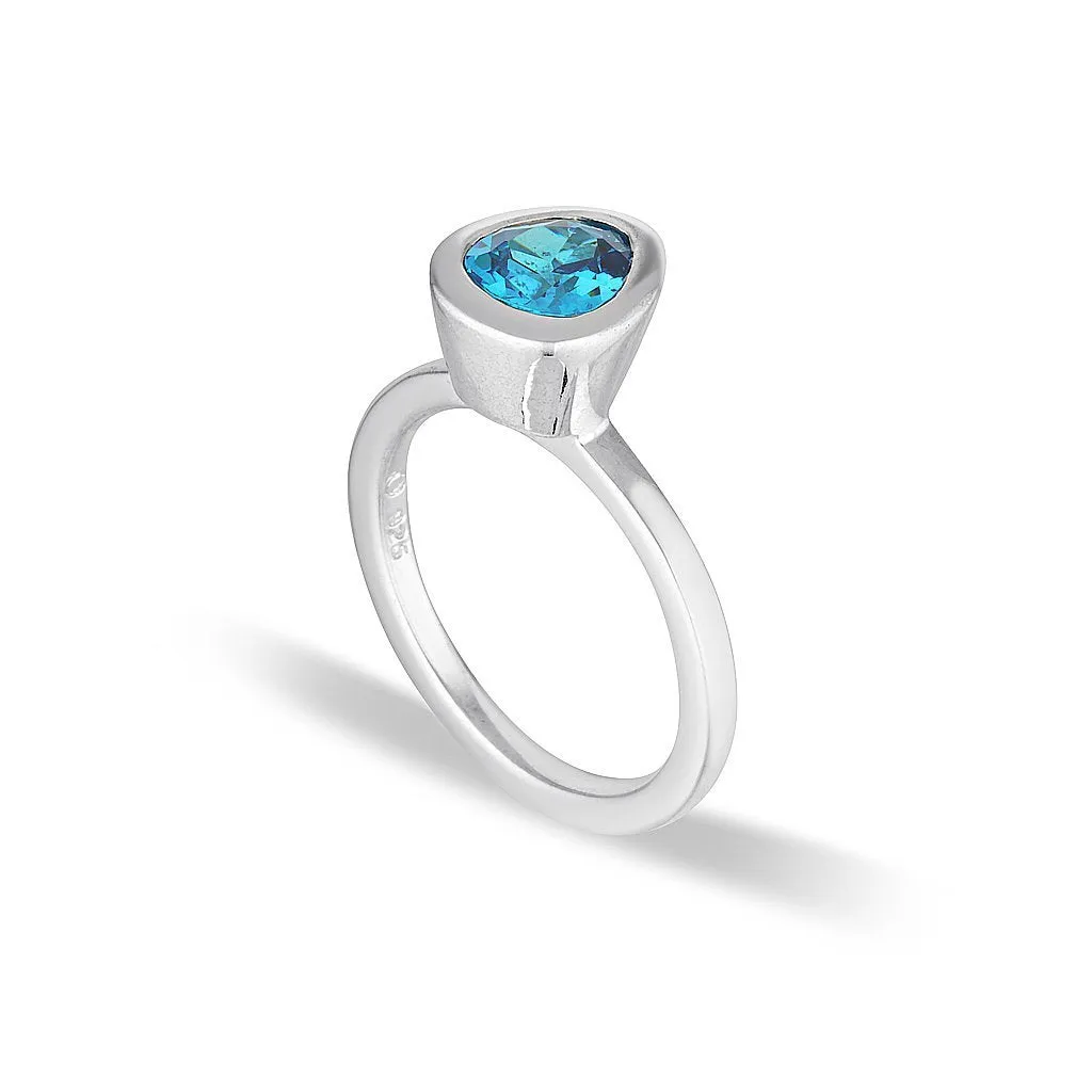 CELEBRATION STACKER RING - SMALL TRI CUT - BLUE ZIRCON