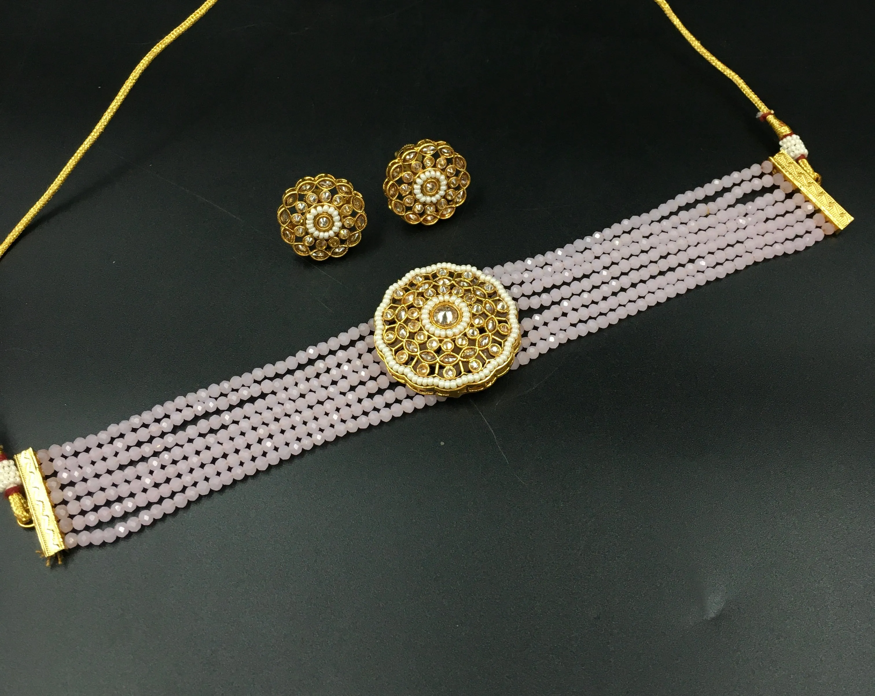 Choker Gold Look Necklace Set 4665-33
