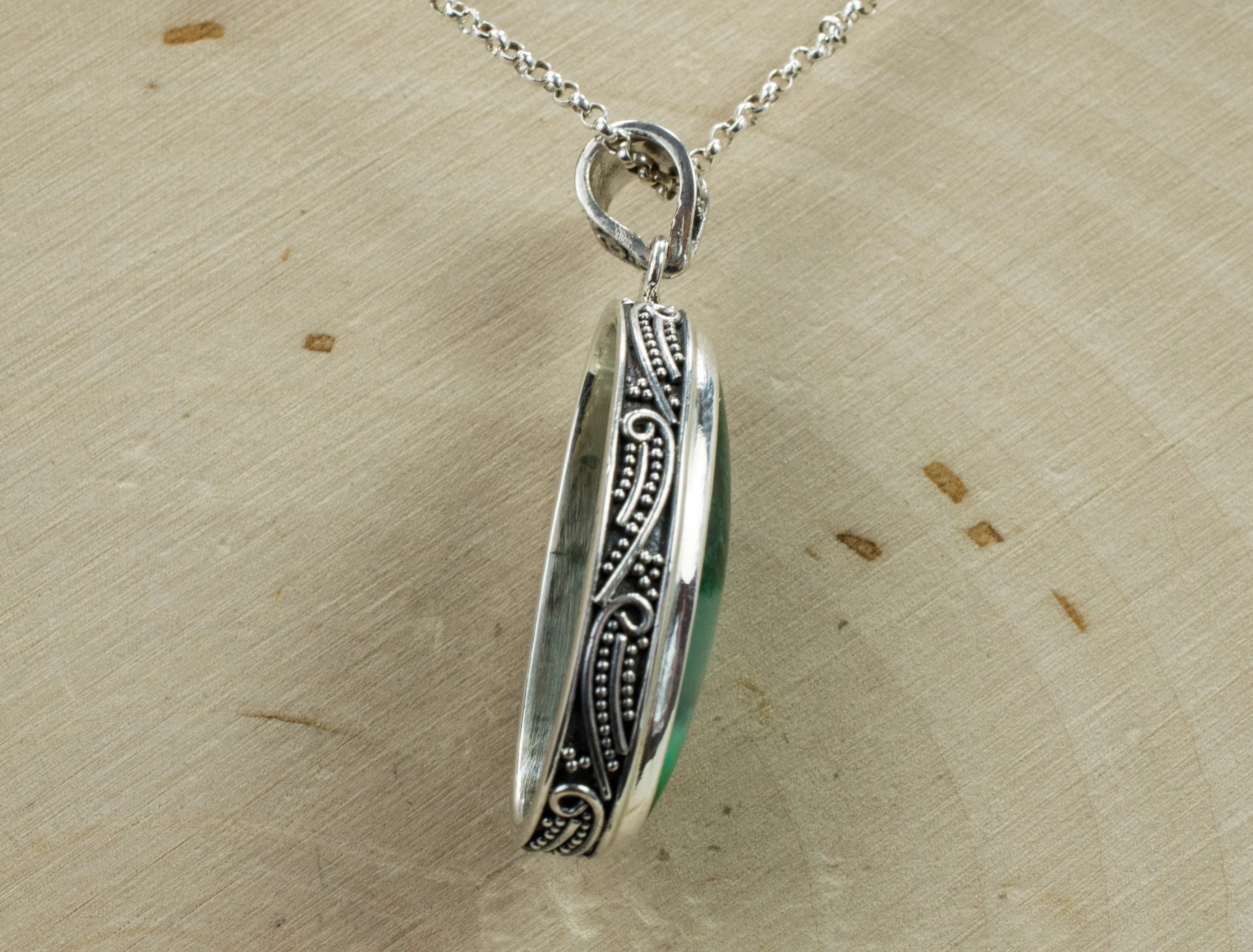 Chrysocolla and Malachite Pendant; Genuine Untreated Australia Chrysocolla