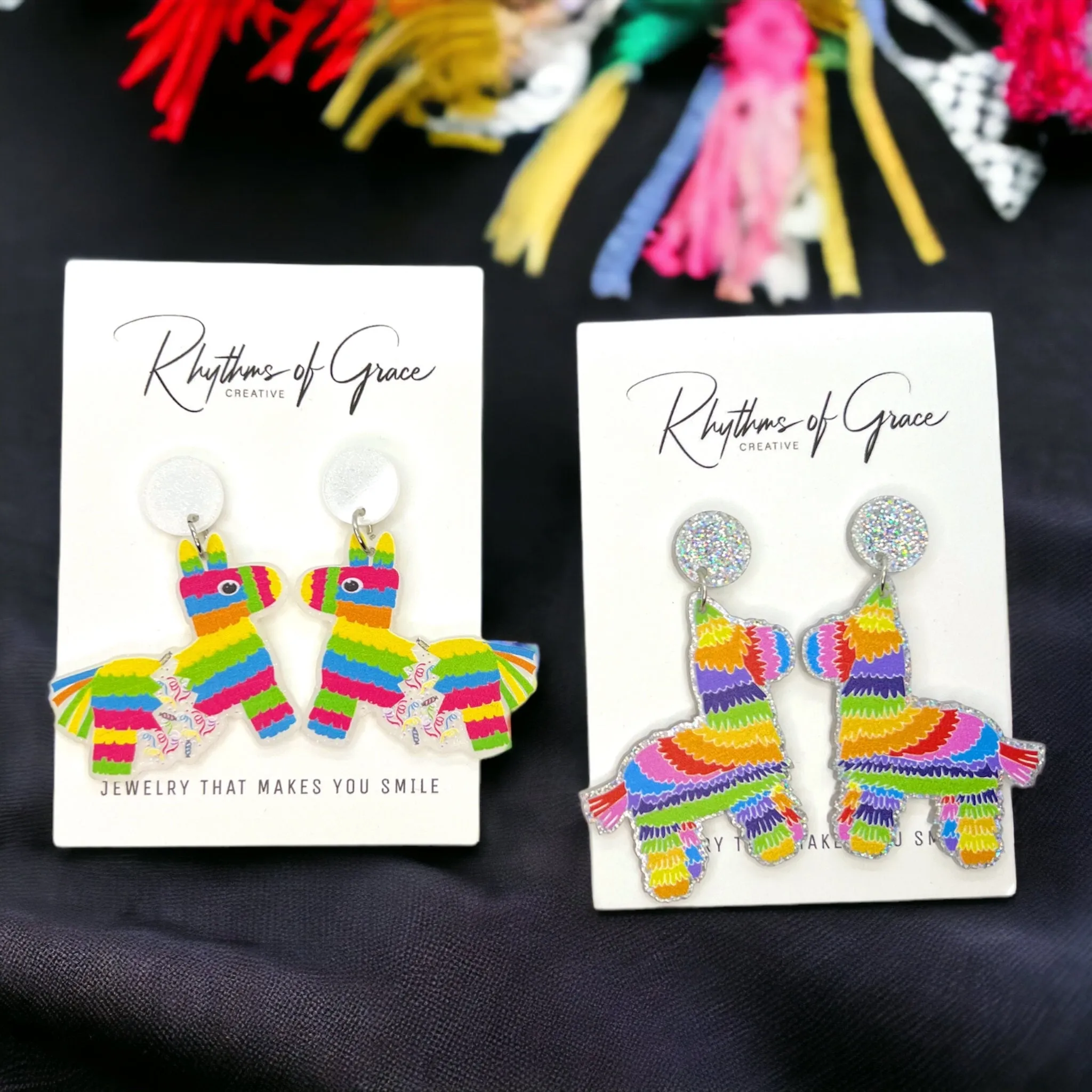 Cinco de Mayo Earrings - Halloween Earrings, Piñata Earrings, Halloween Accessories, Halloween Earrings, Birthday Piñata, Sombrero Earrings, Mexican Earrings