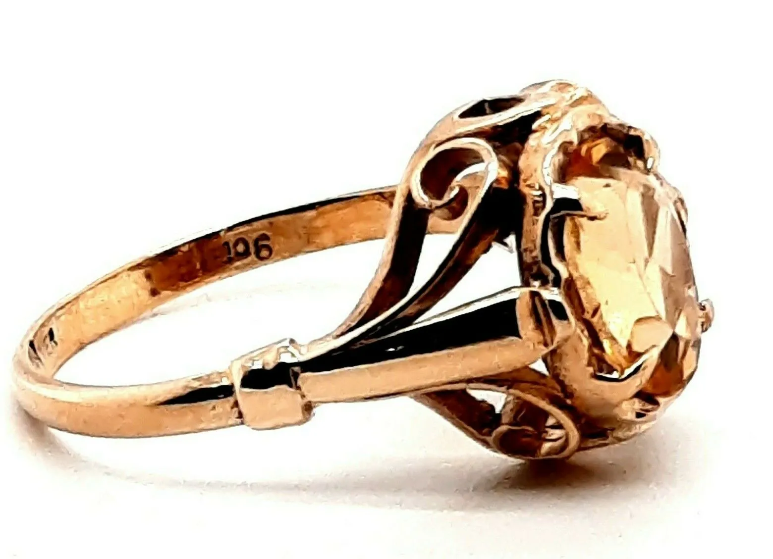 Citrine 9ct Yellow Gold Ring with Scroll Setting