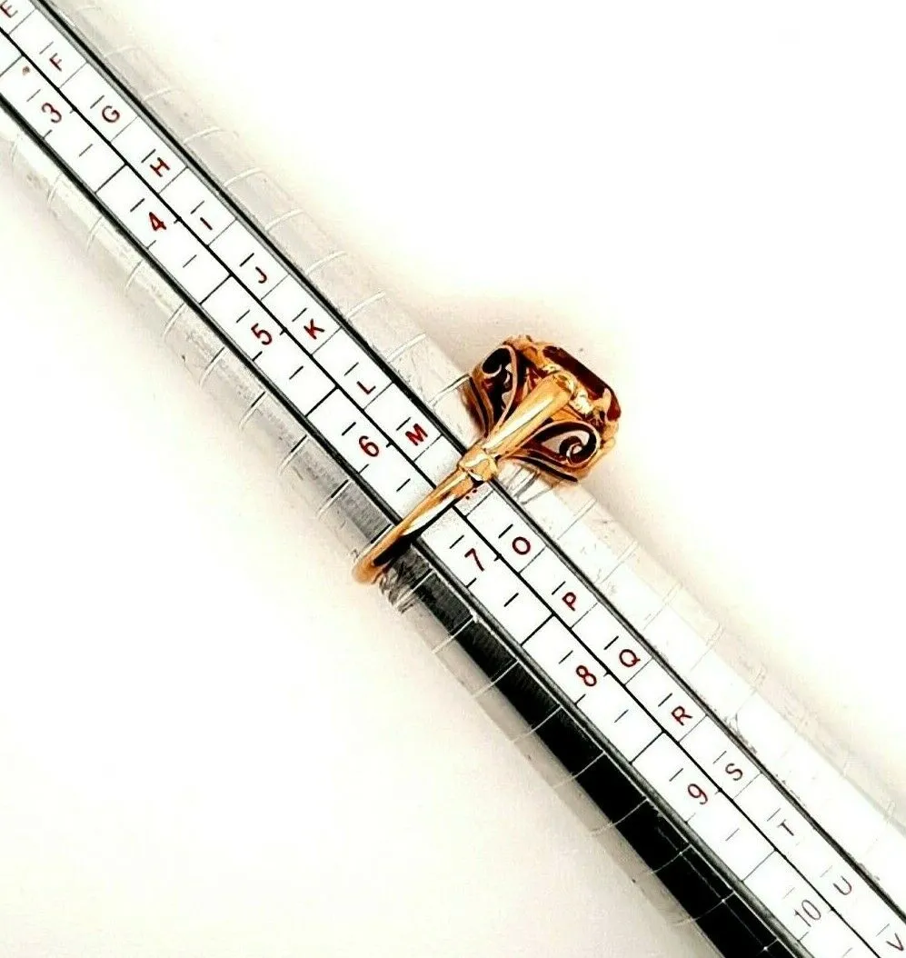 Citrine 9ct Yellow Gold Ring with Scroll Setting