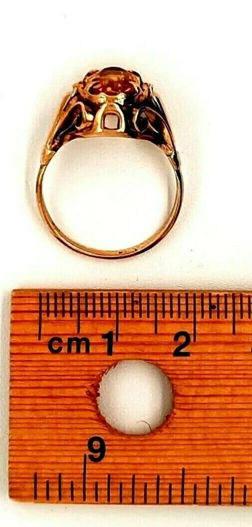 Citrine 9ct Yellow Gold Ring with Scroll Setting