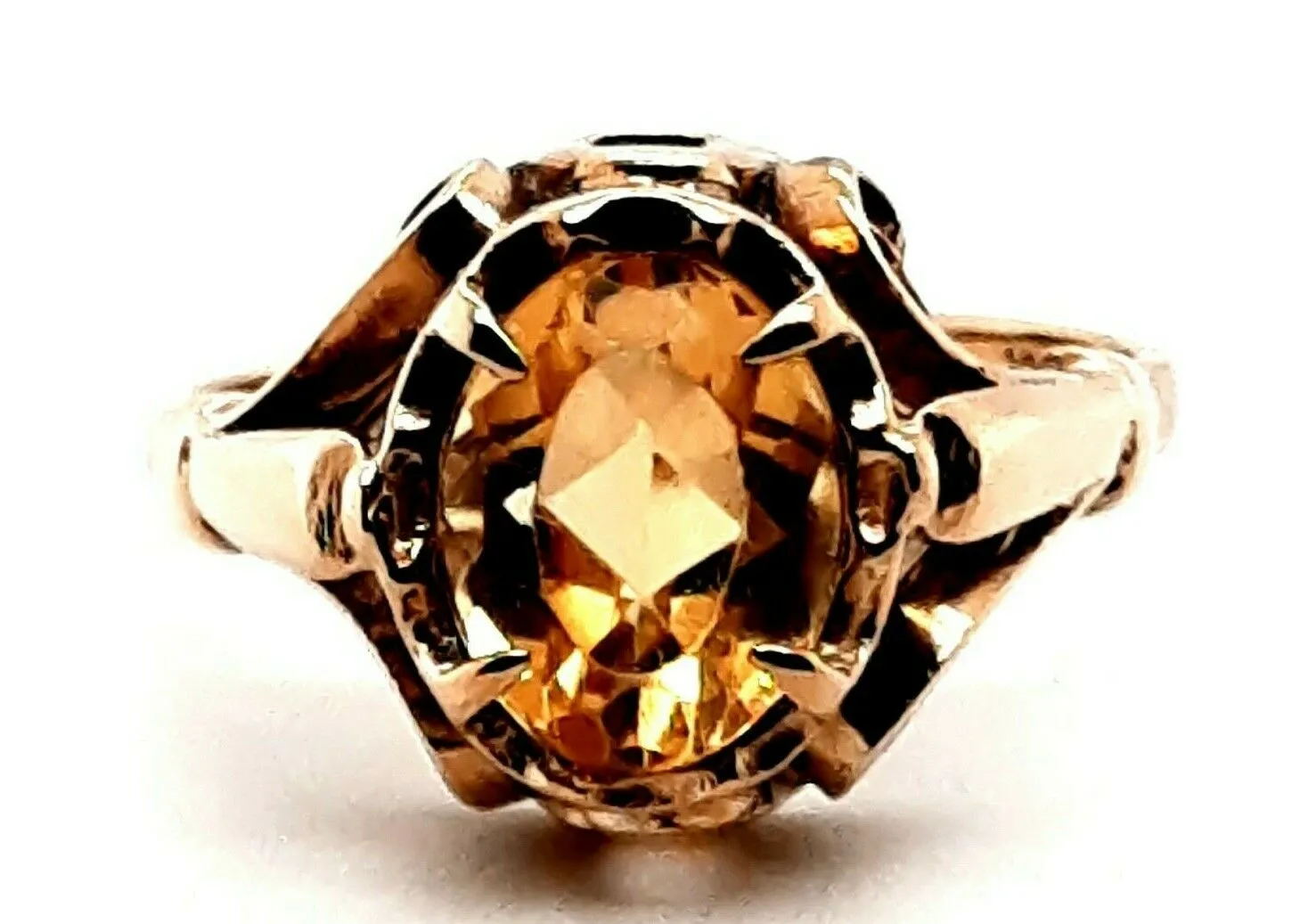 Citrine 9ct Yellow Gold Ring with Scroll Setting