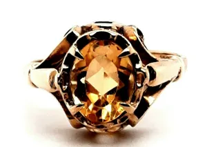 Citrine 9ct Yellow Gold Ring with Scroll Setting