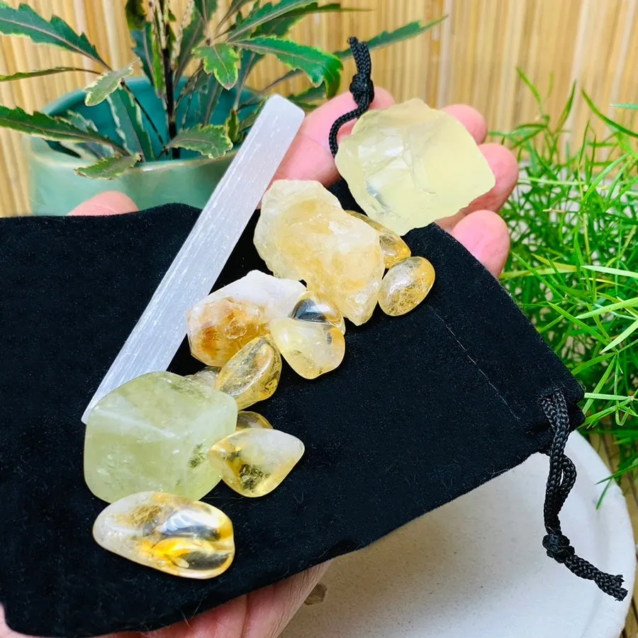 Citrine Abundance Crystal Pouch Set