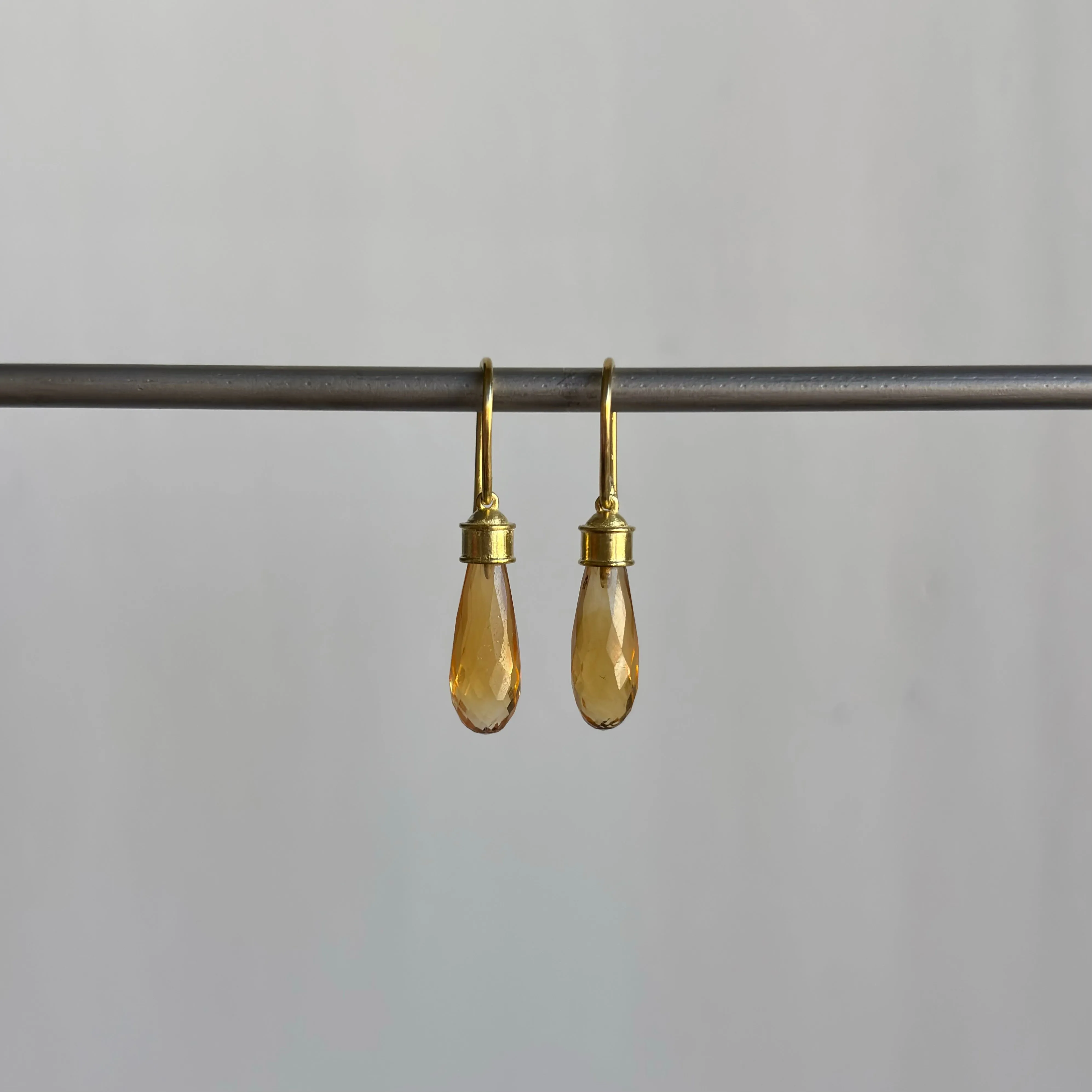 Citrine Briolette Etruscan Drop Earrings