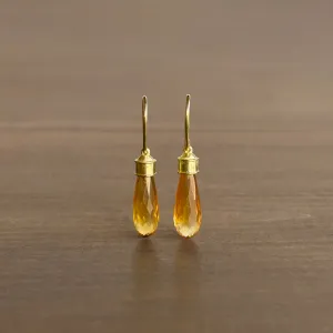 Citrine Briolette Etruscan Drop Earrings