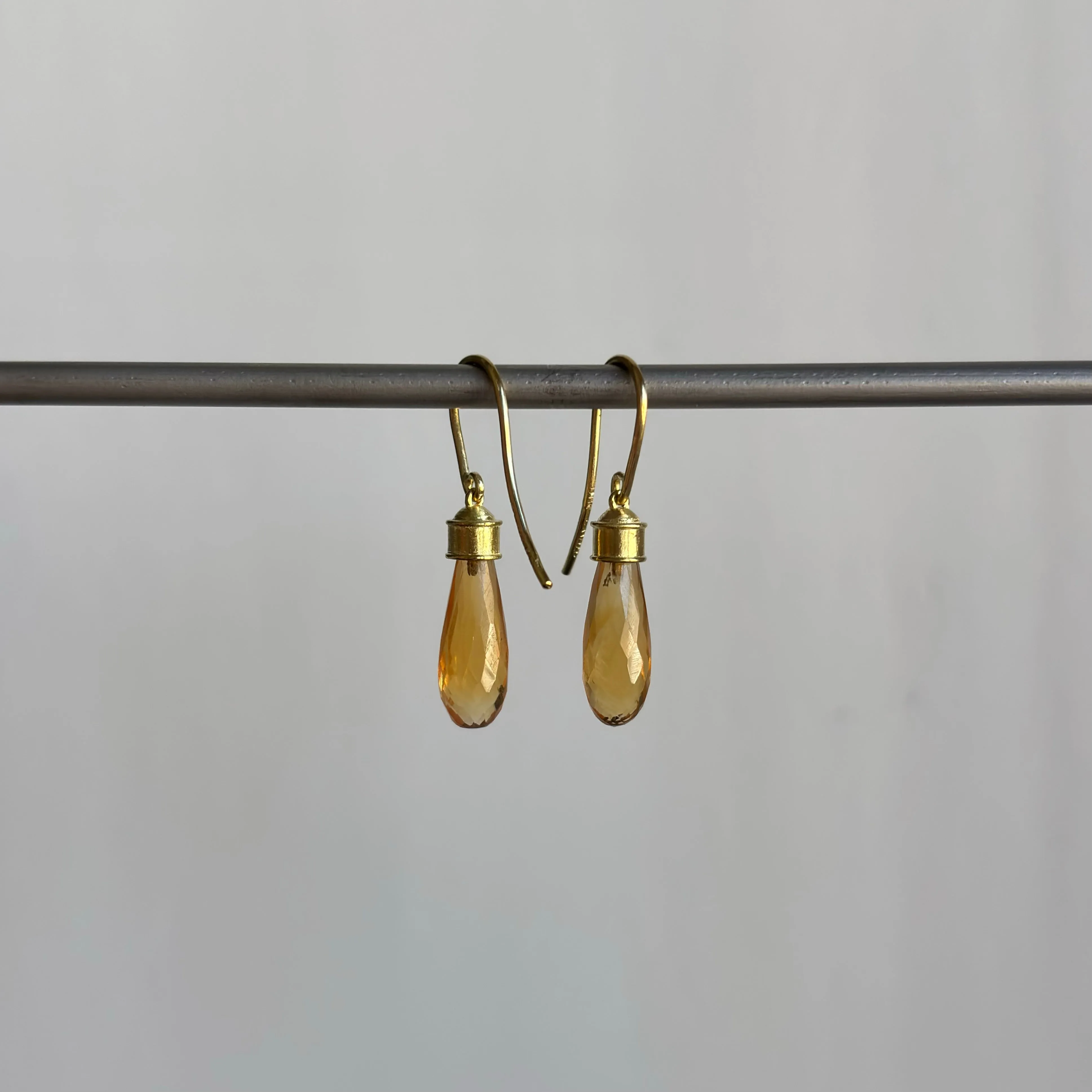 Citrine Briolette Etruscan Drop Earrings