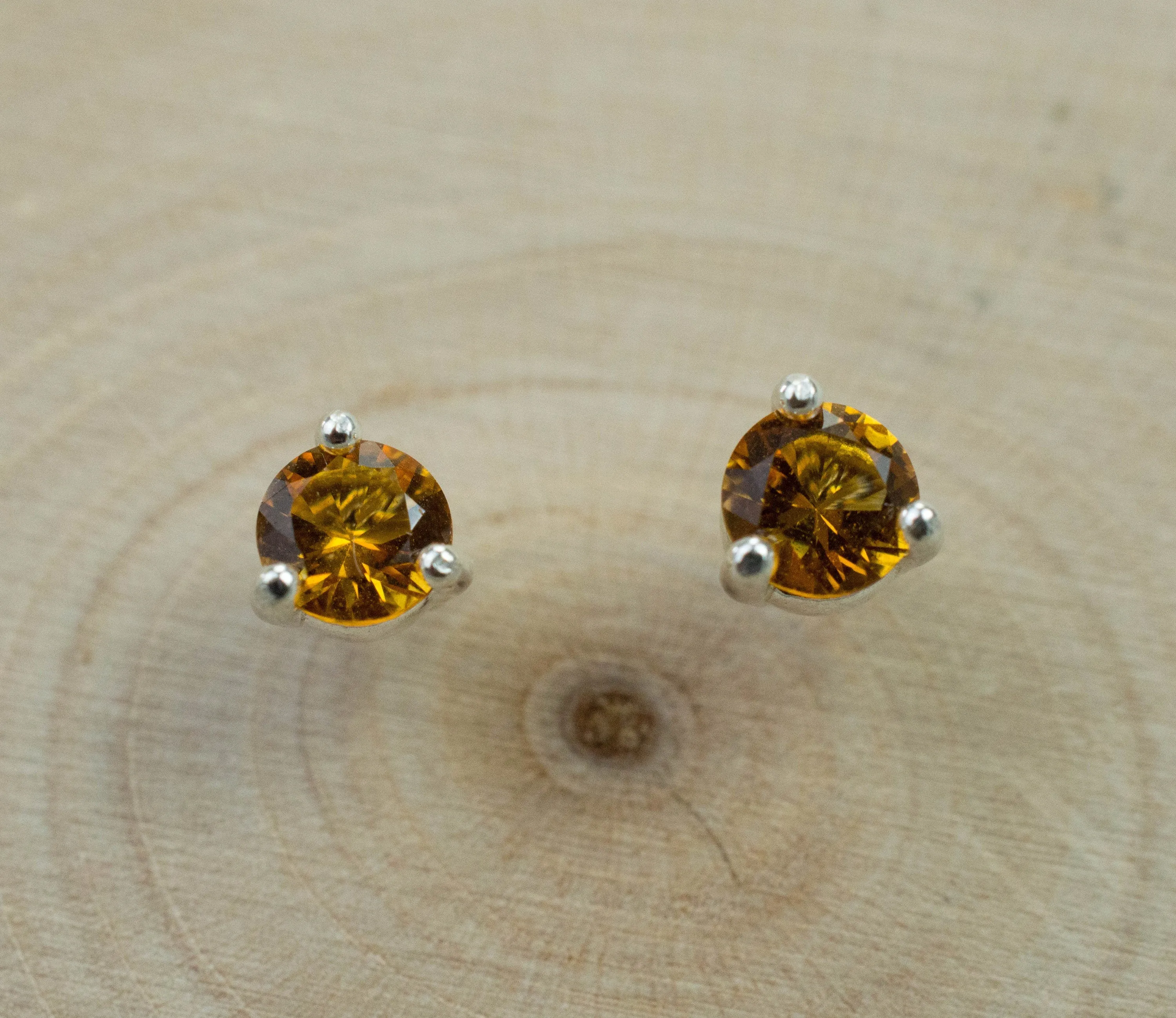 Citrine Earrings; Natural Untreated Uruguay Citrine; 0.390cts