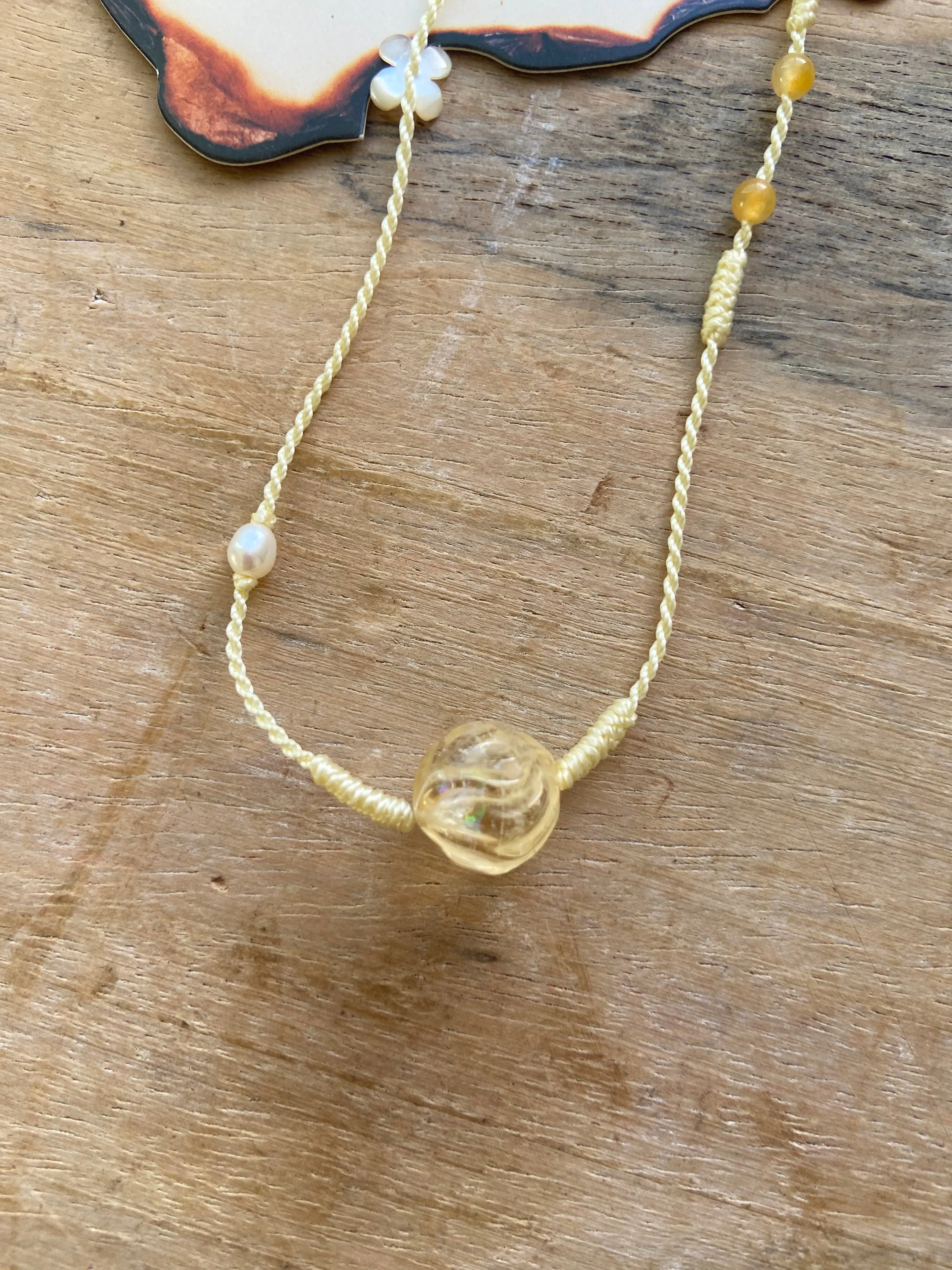 Citrine Fox pendant| Necklace | Choker| Wealth | Jewelry | Yellow Quartz| sphere| Handmade | adjustable