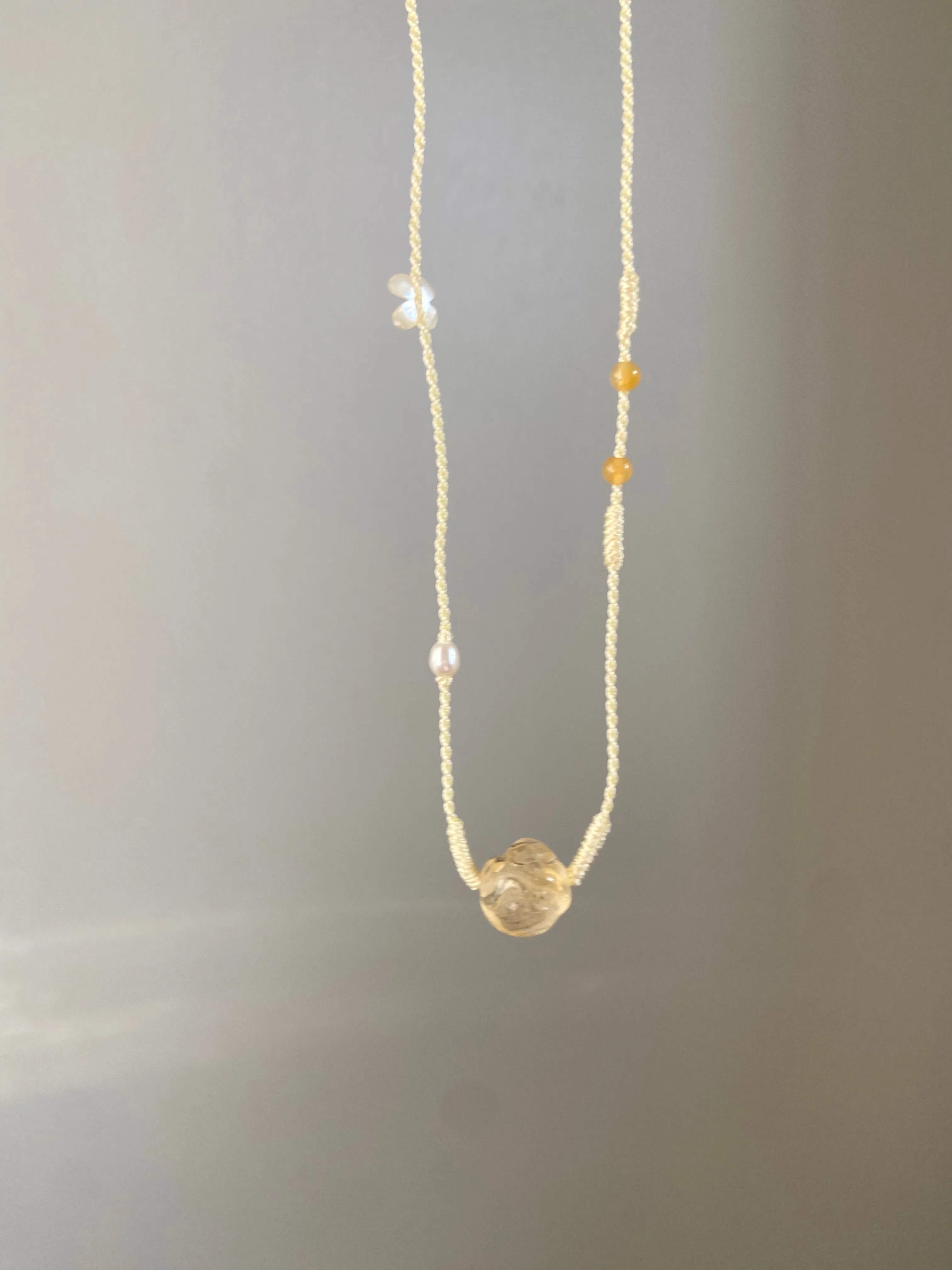 Citrine Fox pendant| Necklace | Choker| Wealth | Jewelry | Yellow Quartz| sphere| Handmade | adjustable
