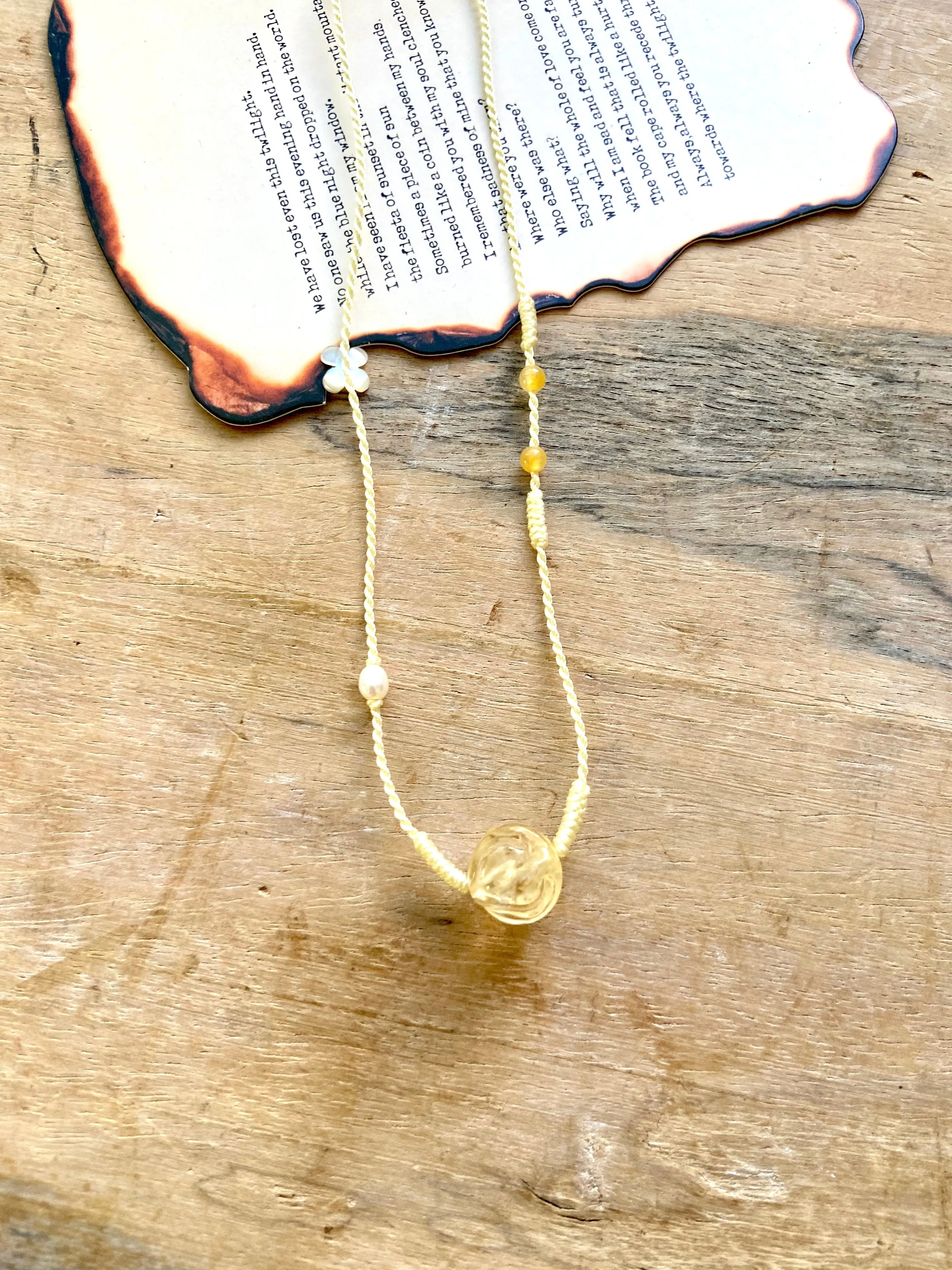 Citrine Fox pendant| Necklace | Choker| Wealth | Jewelry | Yellow Quartz| sphere| Handmade | adjustable