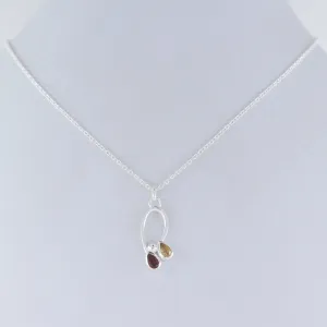 Citrine, Garnet Gemstoe Beautiful Necklace, 925 Sterling Silver Handmade Necklace