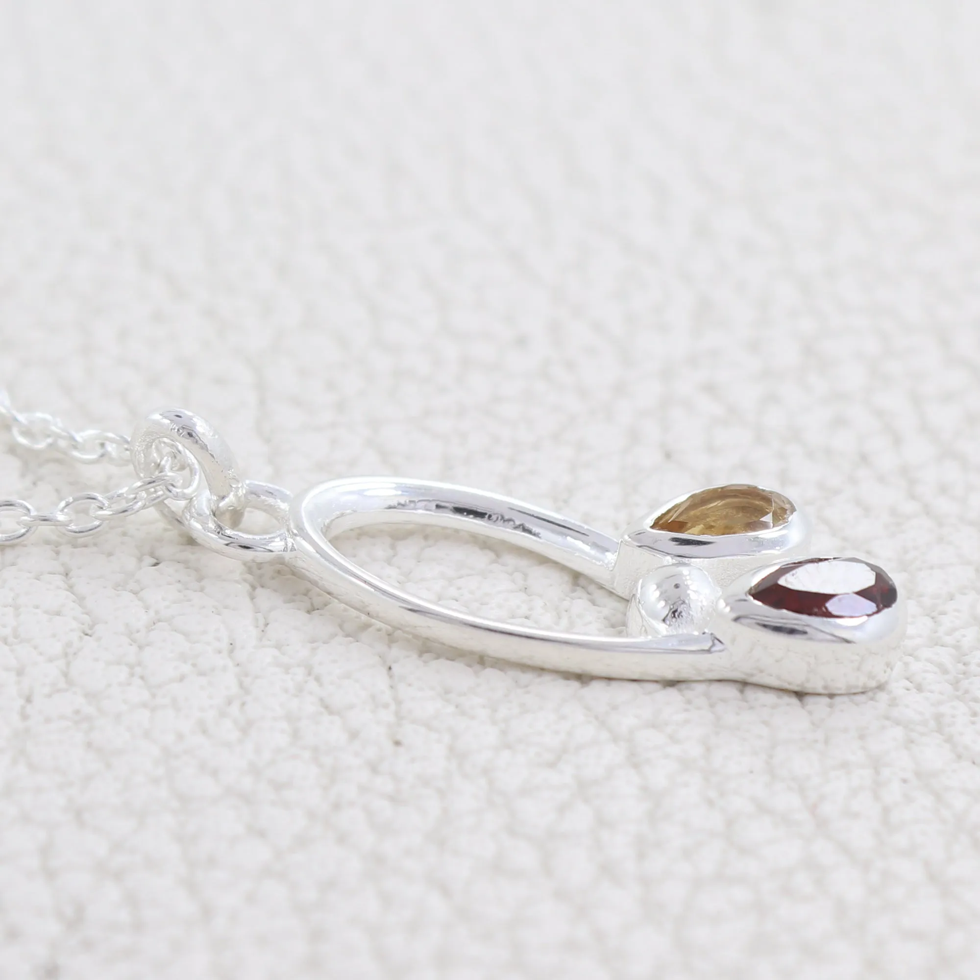 Citrine, Garnet Gemstoe Beautiful Necklace, 925 Sterling Silver Handmade Necklace