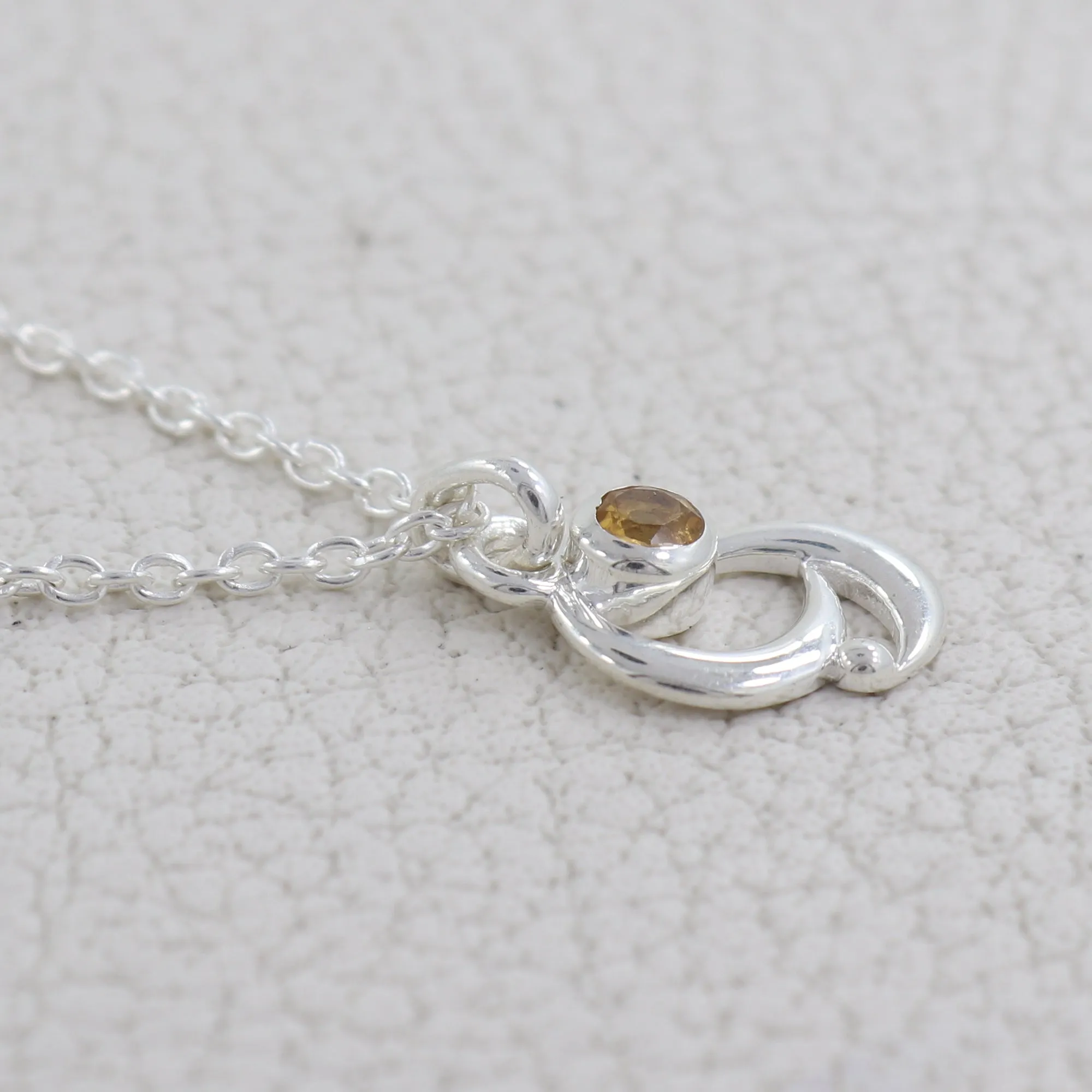 Citrine Gemstone Necklace 925 Silver Handmade Designer Necklace