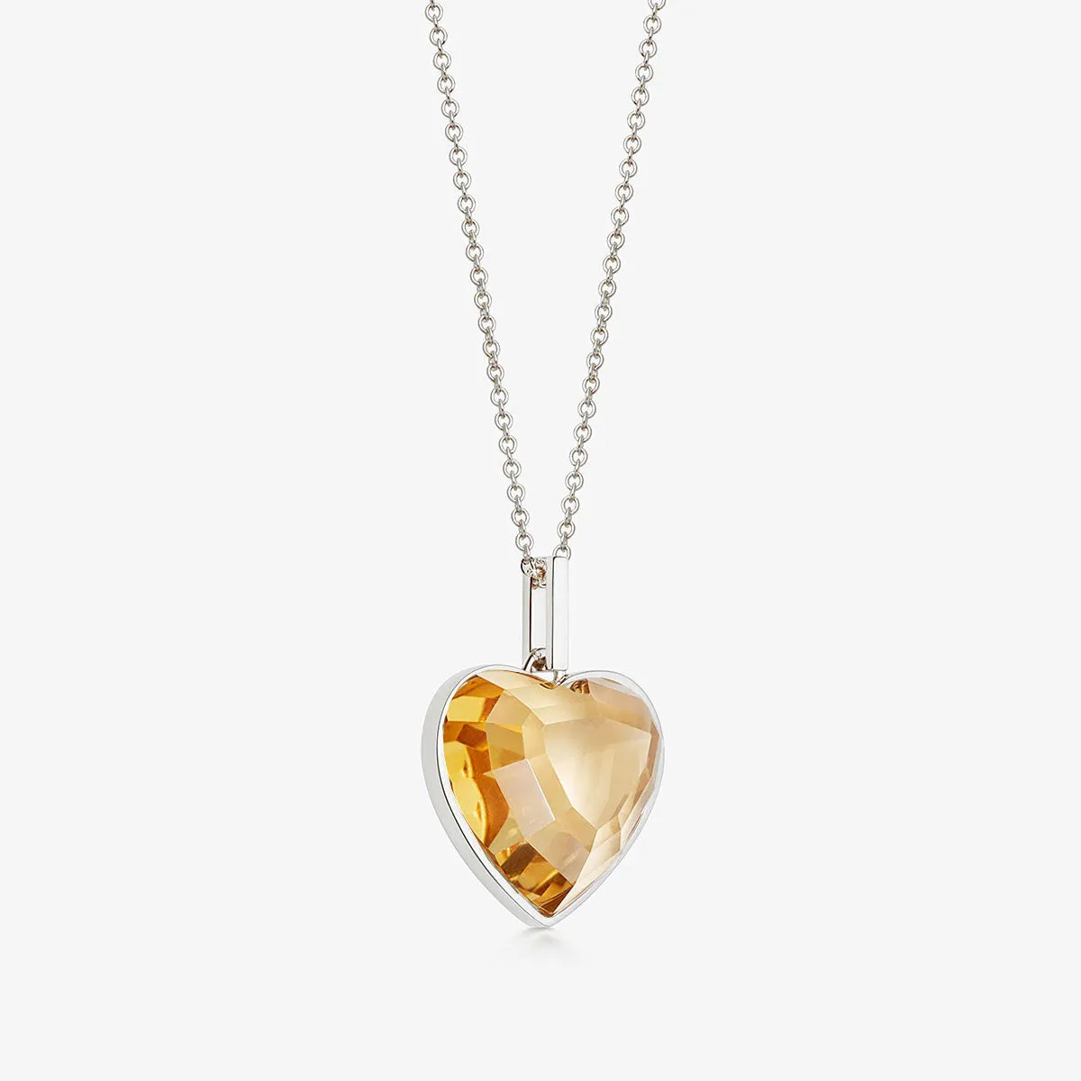 CITRINE HEART TALISMAN PENDANT NECKLACE SILVER (MEDIUM)
