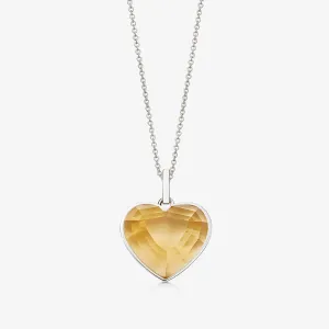 CITRINE HEART TALISMAN PENDANT NECKLACE SILVER (MEDIUM)