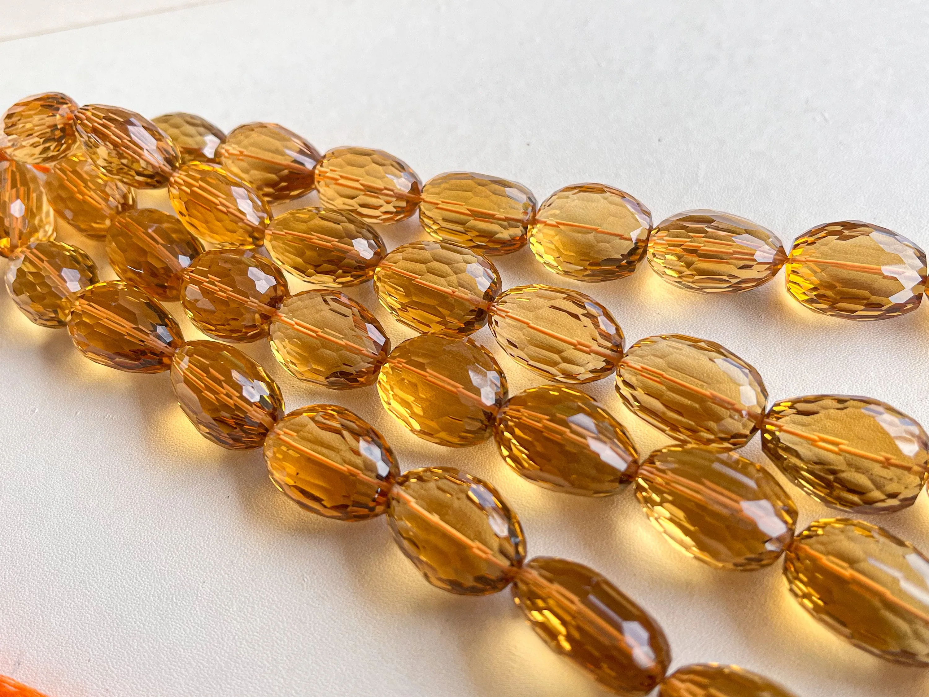 Citrine Quartz Concave cut Tumble Shape Clear Quality Beads
