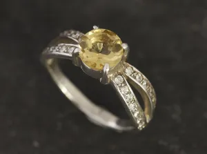 Citrine Ring - Round Yellow Ring - Split Shank Ring