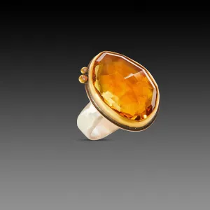 Citrine Ring with Diamond Dots