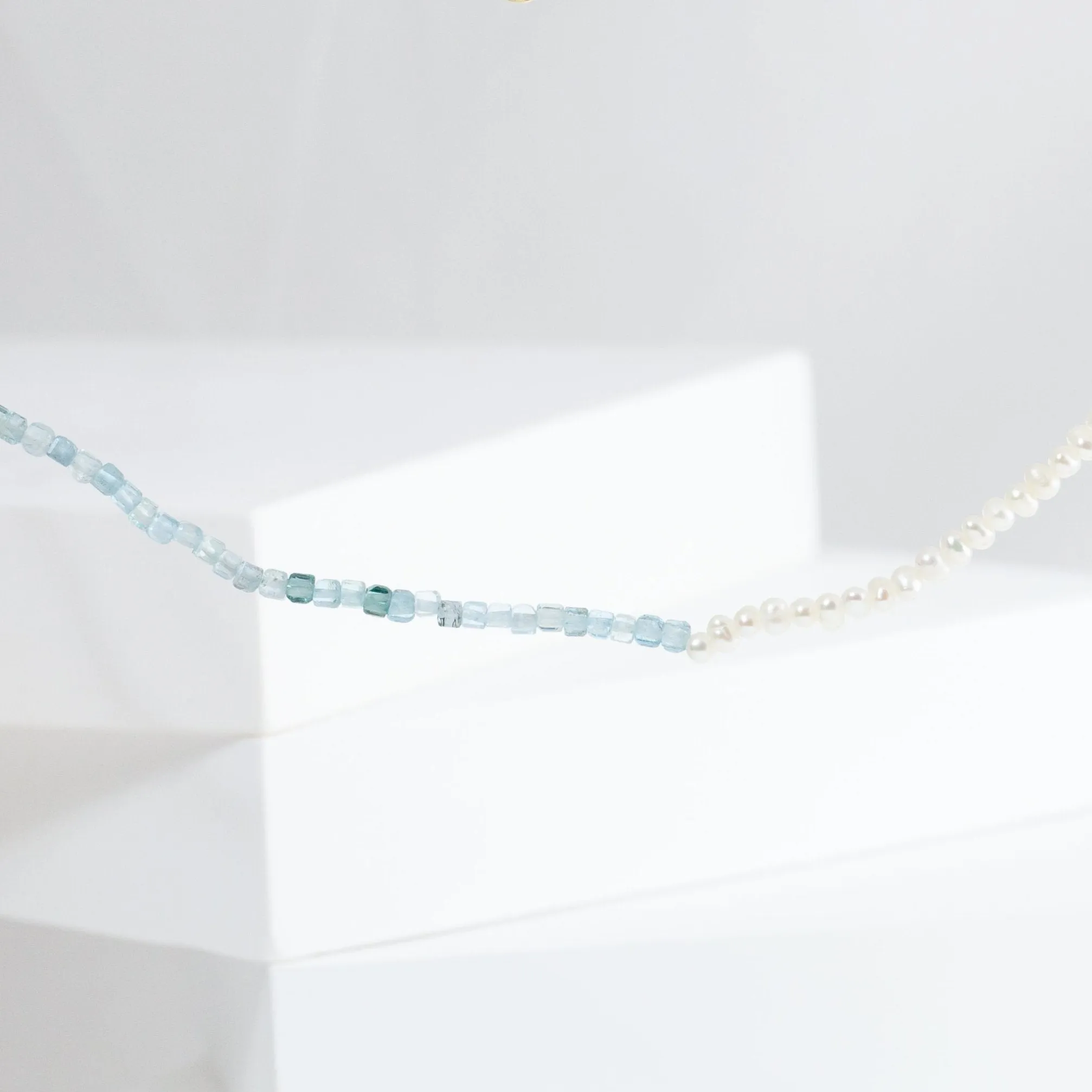 Clover charm pearl, apatite and citrine beads necklace