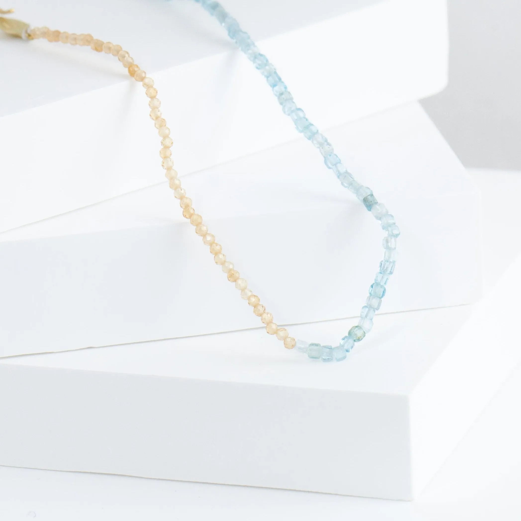 Clover charm pearl, apatite and citrine beads necklace