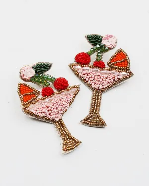Cocktail Glass Beaded Earrings