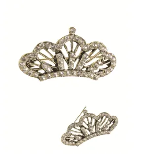 Crowning Glory - Antique Gold/Clear Brooch by Hot Tomato